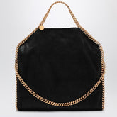 Stella McCartney Falabella Fold Over Black and Gold Tote Bag Black