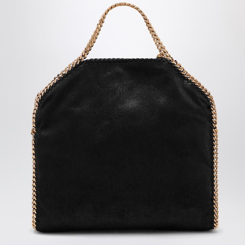 Stella McCartney Falabella Fold Over Black and Gold Tote Bag Black