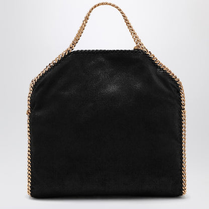 Stella McCartney Falabella Fold Over Black and Gold Tote Bag Black