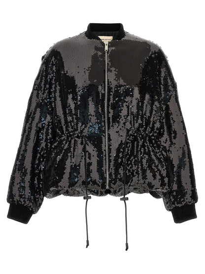 Alexandre Vauthier Sequin Bomber Jacket Black  