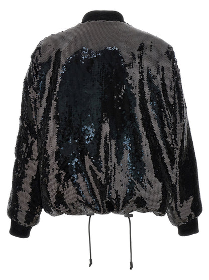 Alexandre Vauthier Sequin Bomber Jacket Black  