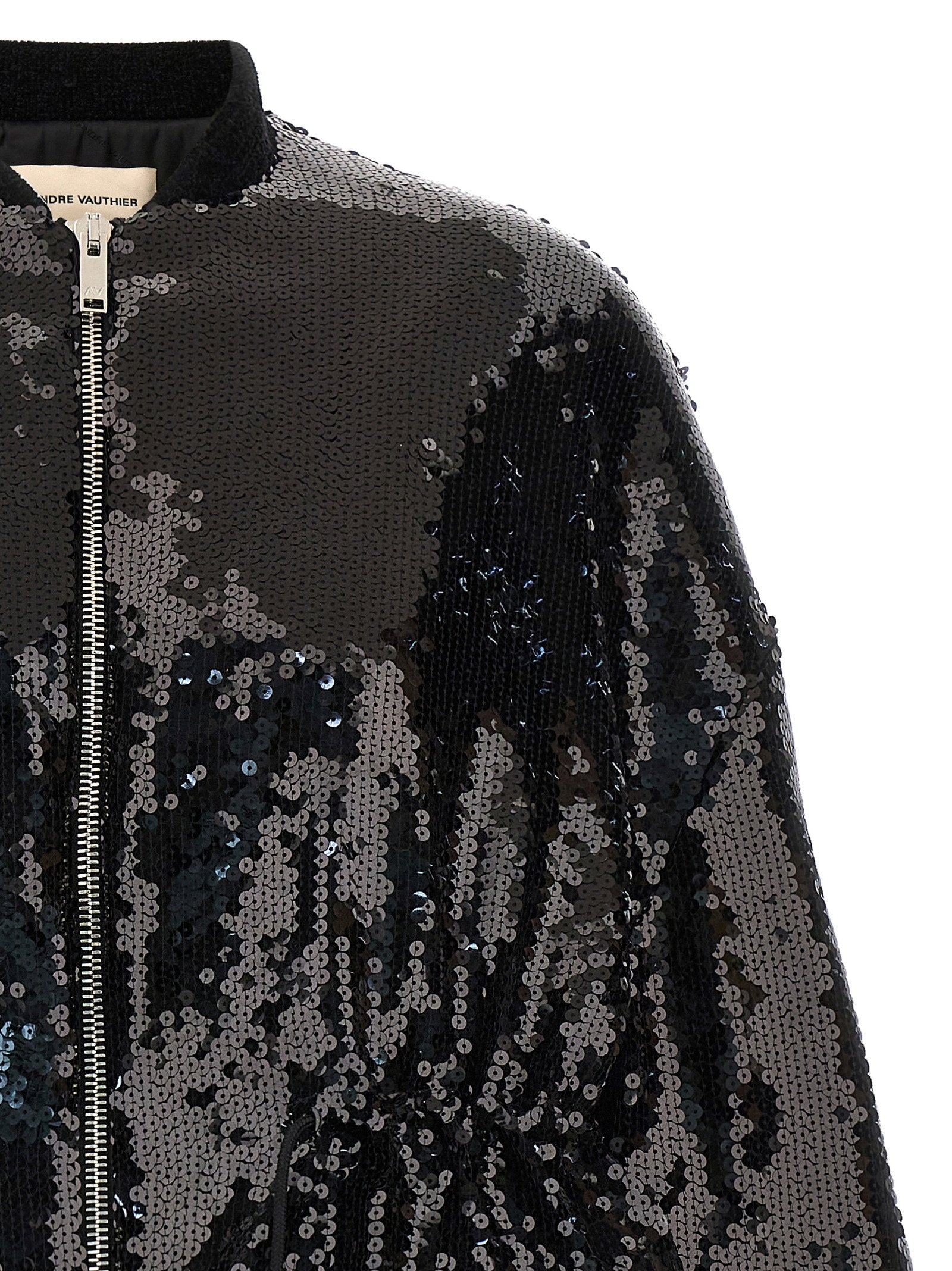 Alexandre Vauthier Sequin Bomber Jacket Black  