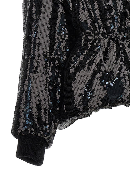 Alexandre Vauthier Sequin Bomber Jacket Black  