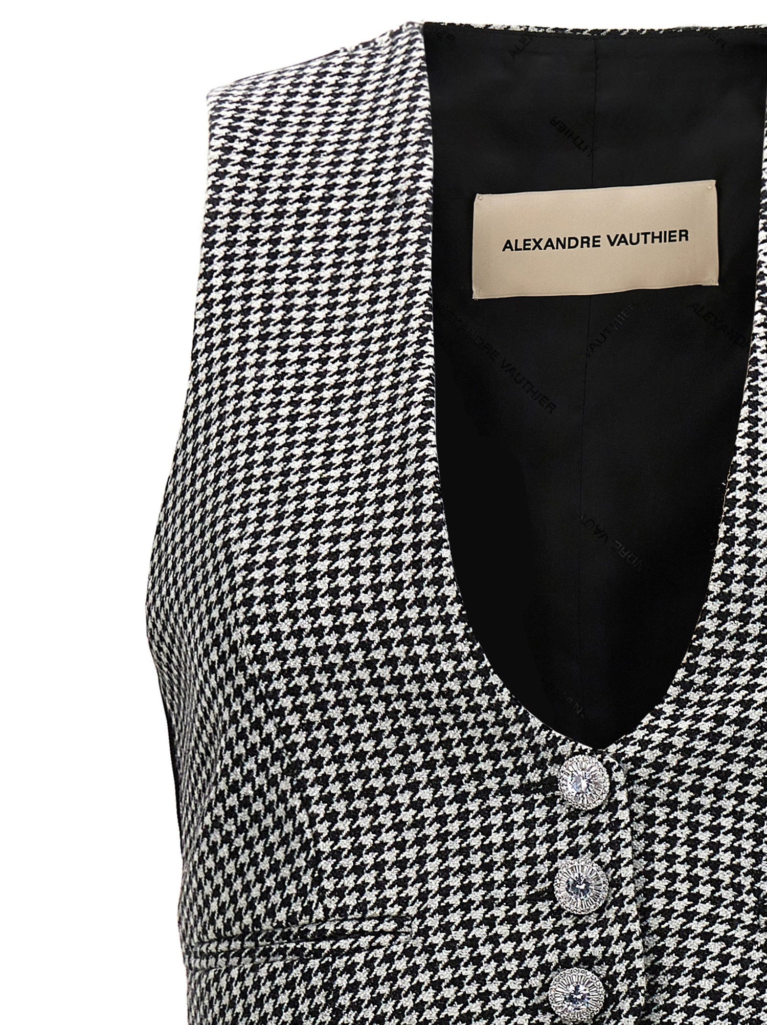 Alexandre Vauthier Houndstooth Waistcoat White/black
