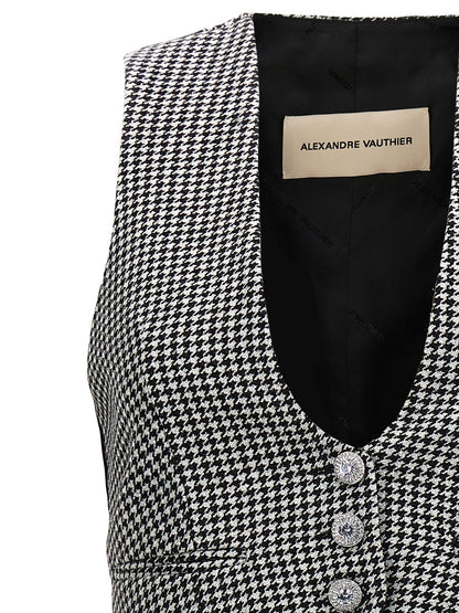 Alexandre Vauthier Houndstooth Waistcoat White/black