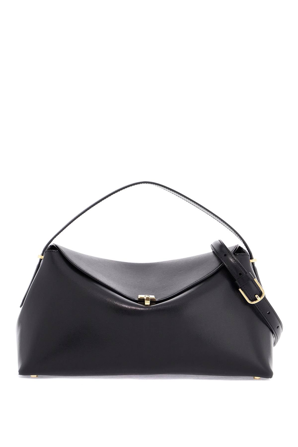 T-lock black leather bag