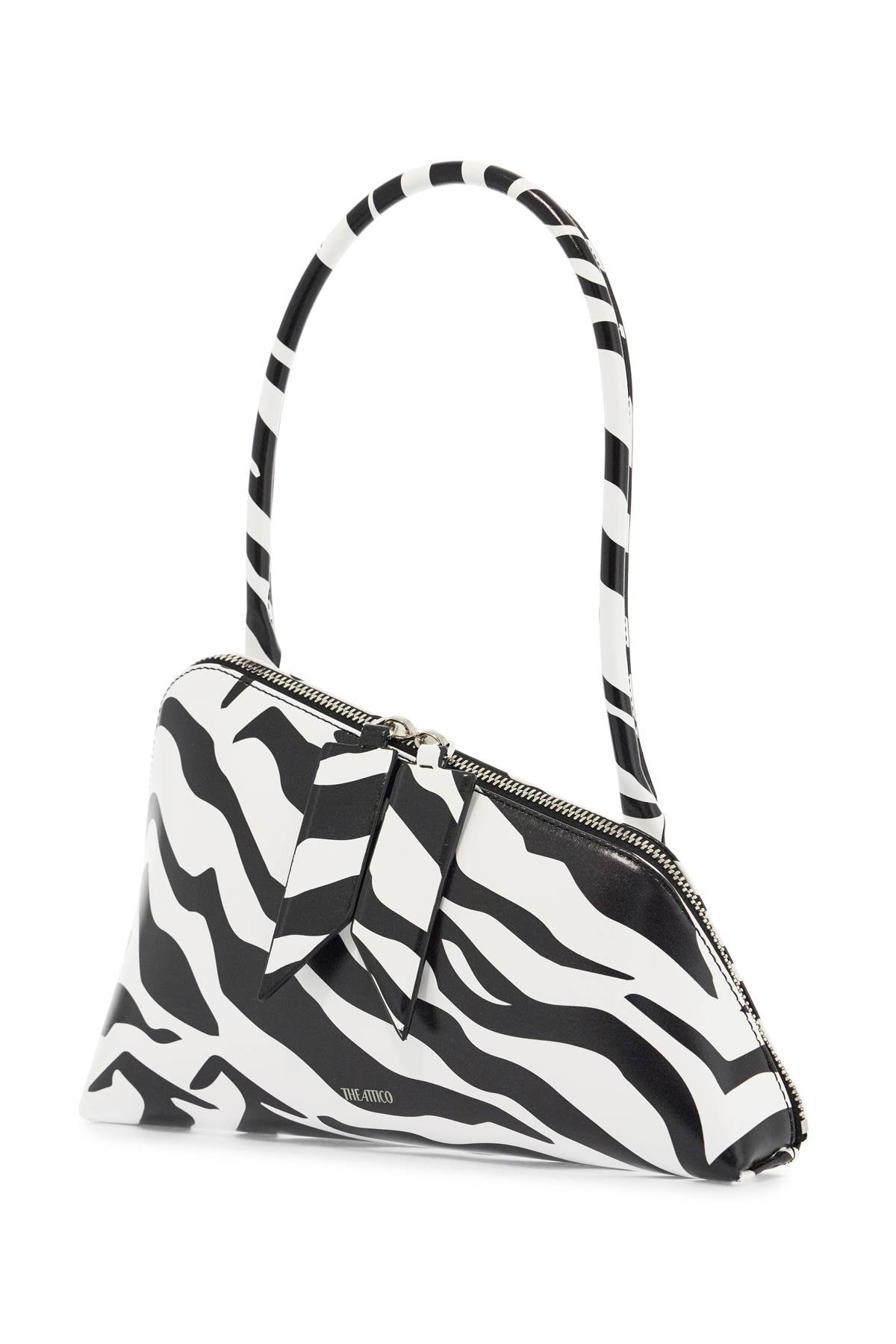 The Attico Black and white SUNRISE animal-print triangular shoulder bag