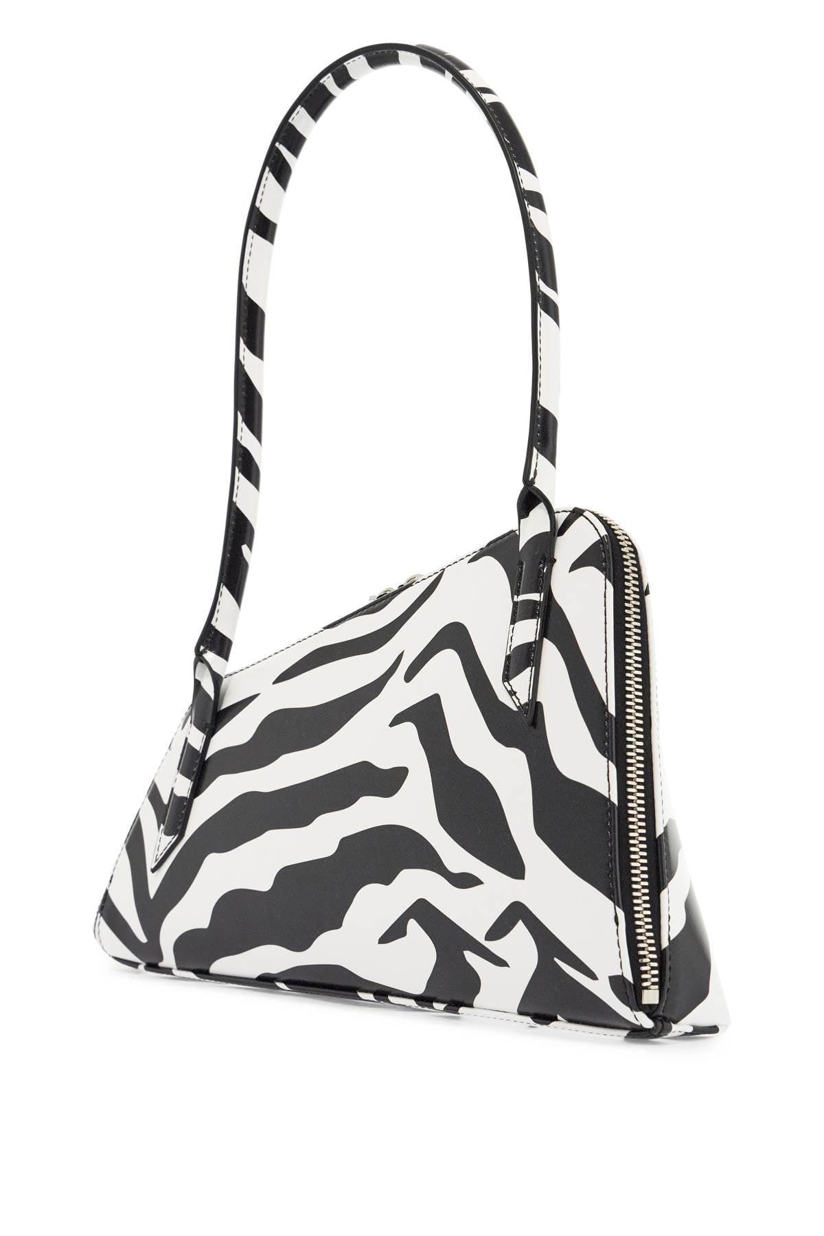 The Attico Black and white SUNRISE animal-print triangular shoulder bag