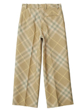 Burberry Check-Print Tailored Wool Trousers Beige