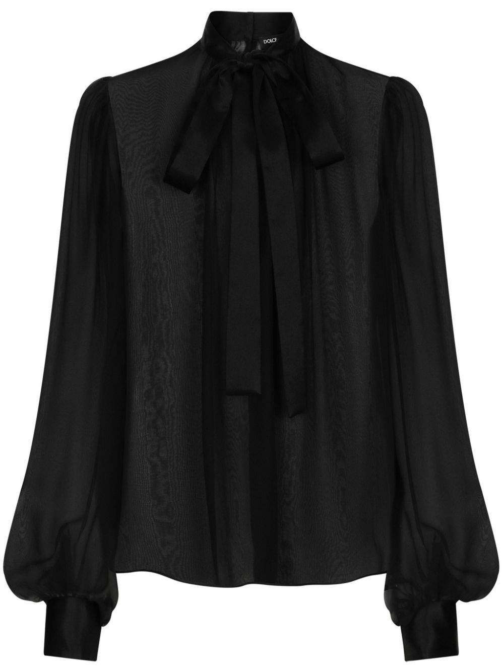 Silk chiffon pussy-bow shirt