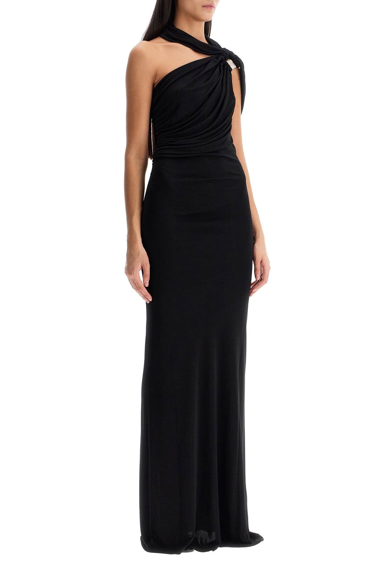 Asymmetric american neckline maxi dress