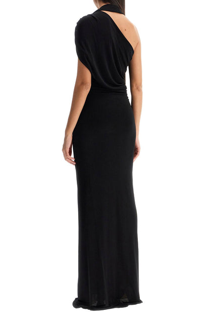 Asymmetric american neckline maxi dress