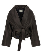 Magda Butrym Shawl Collar Leather Jacket Brown