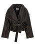 Magda Butrym Shawl Collar Leather Jacket Brown