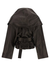 Magda Butrym Shawl Collar Leather Jacket Brown