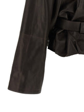 Magda Butrym Shawl Collar Leather Jacket Brown