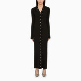 The Attico Black Stretch Viscose Long Cardigan with Snap Button Detail Black