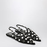 The Attico Black Suede Strappy Slingback Ballerinas with Mirror Embellishments Black