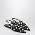 The Attico Black Suede Strappy Slingback Ballerinas with Mirror Embellishments Black