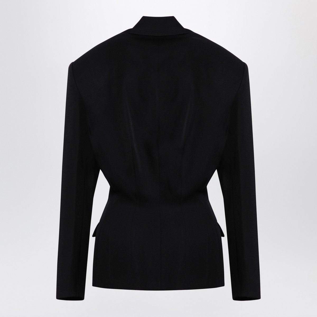 The Attico Black Wool Single-Breasted Jacket with Epaulettes Black