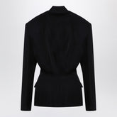 The Attico Black Wool Single-Breasted Jacket with Epaulettes Black
