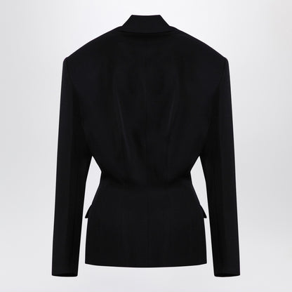 The Attico Black Wool Single-Breasted Jacket with Epaulettes Black
