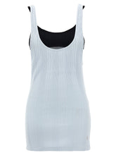The Attico Logo Ribbed Top Light blue