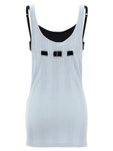 The Attico Logo Ribbed Top Light blue