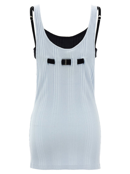 The Attico Logo Ribbed Top Light blue