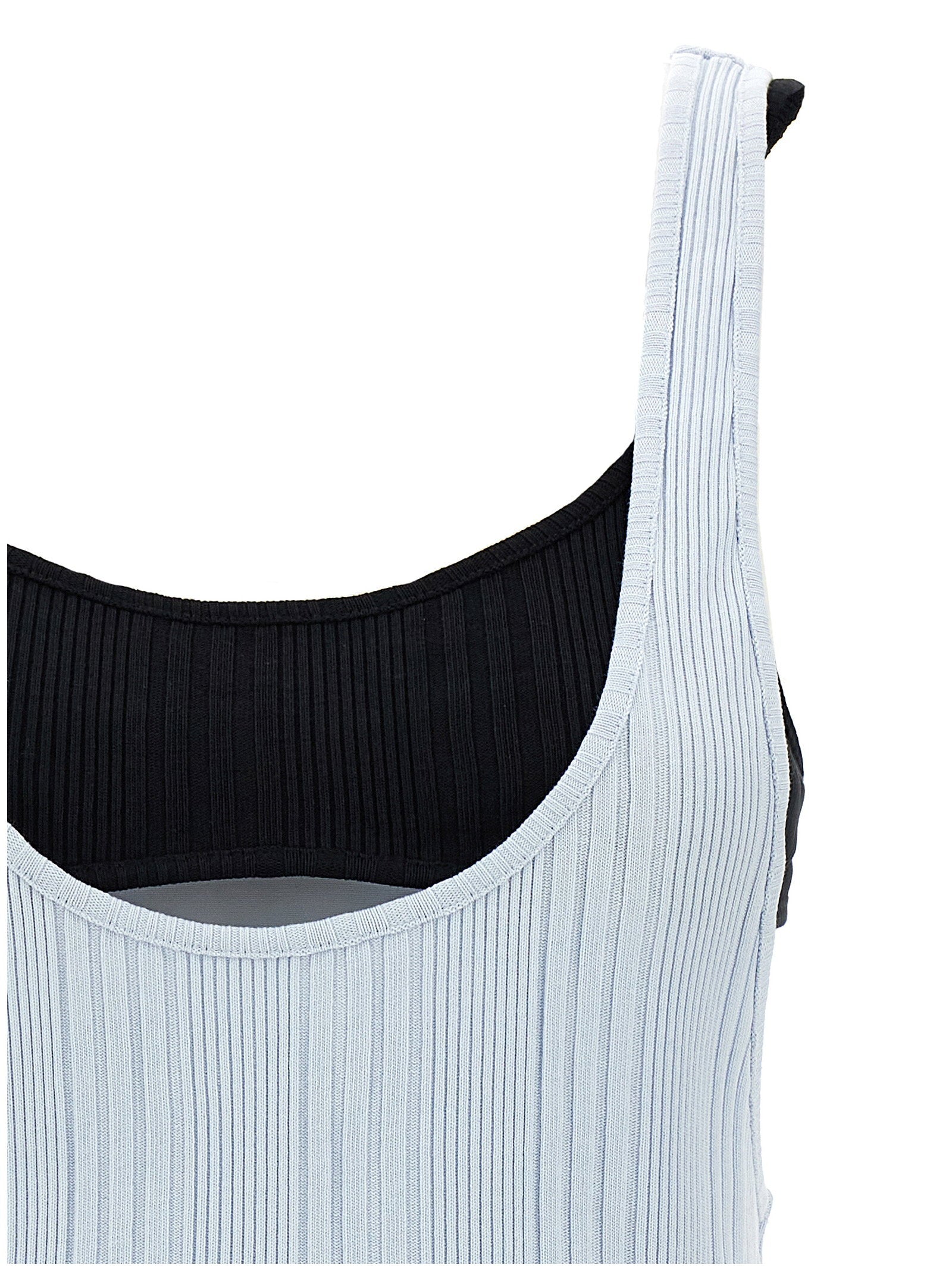 The Attico Logo Ribbed Top Light blue