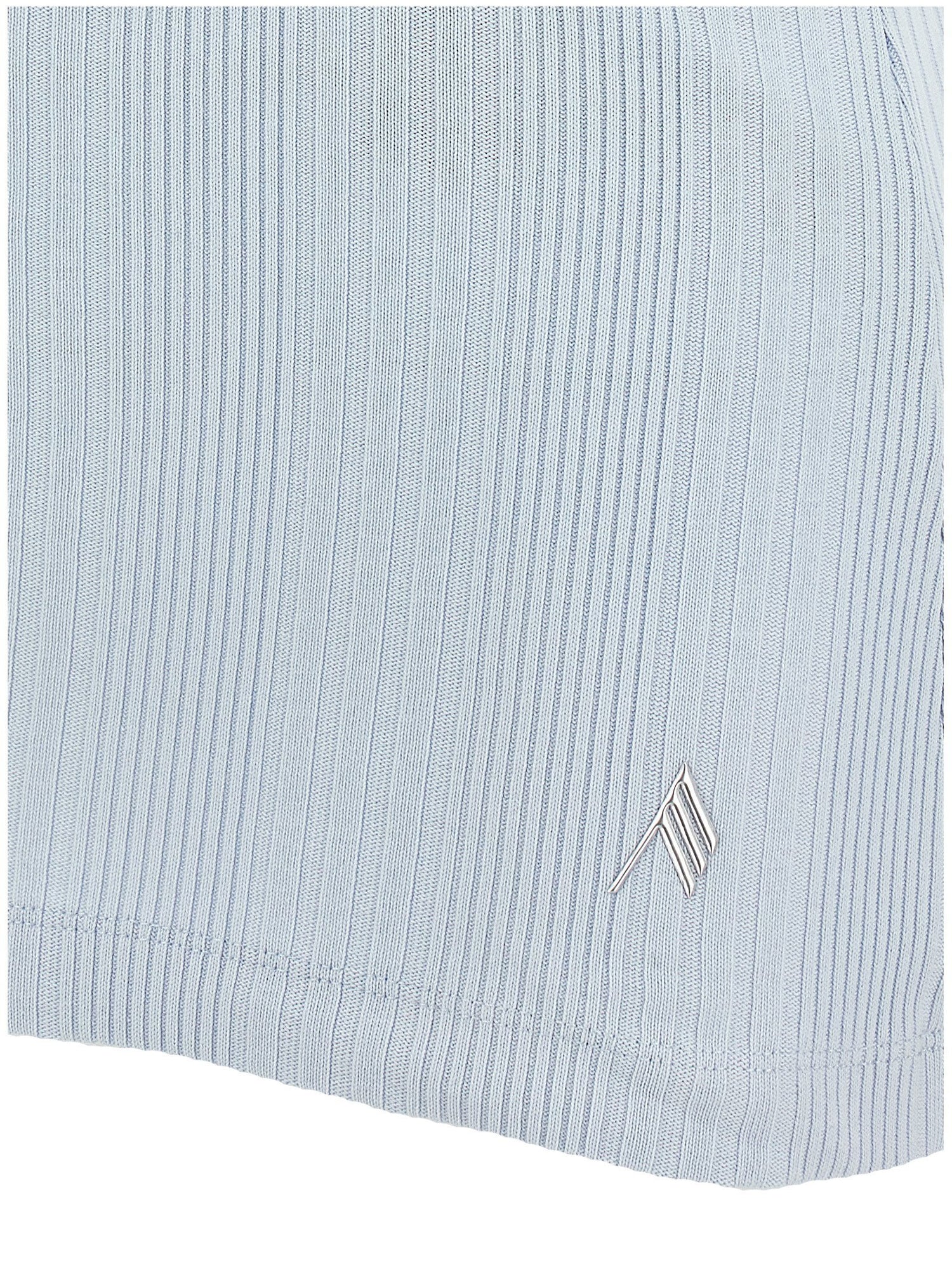 The Attico Logo Ribbed Top Light blue