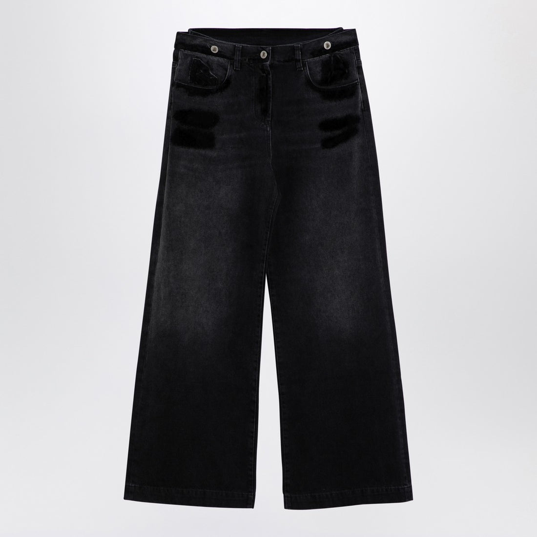 The Attico Wide-Leg Black Washed Denim Jeans Black