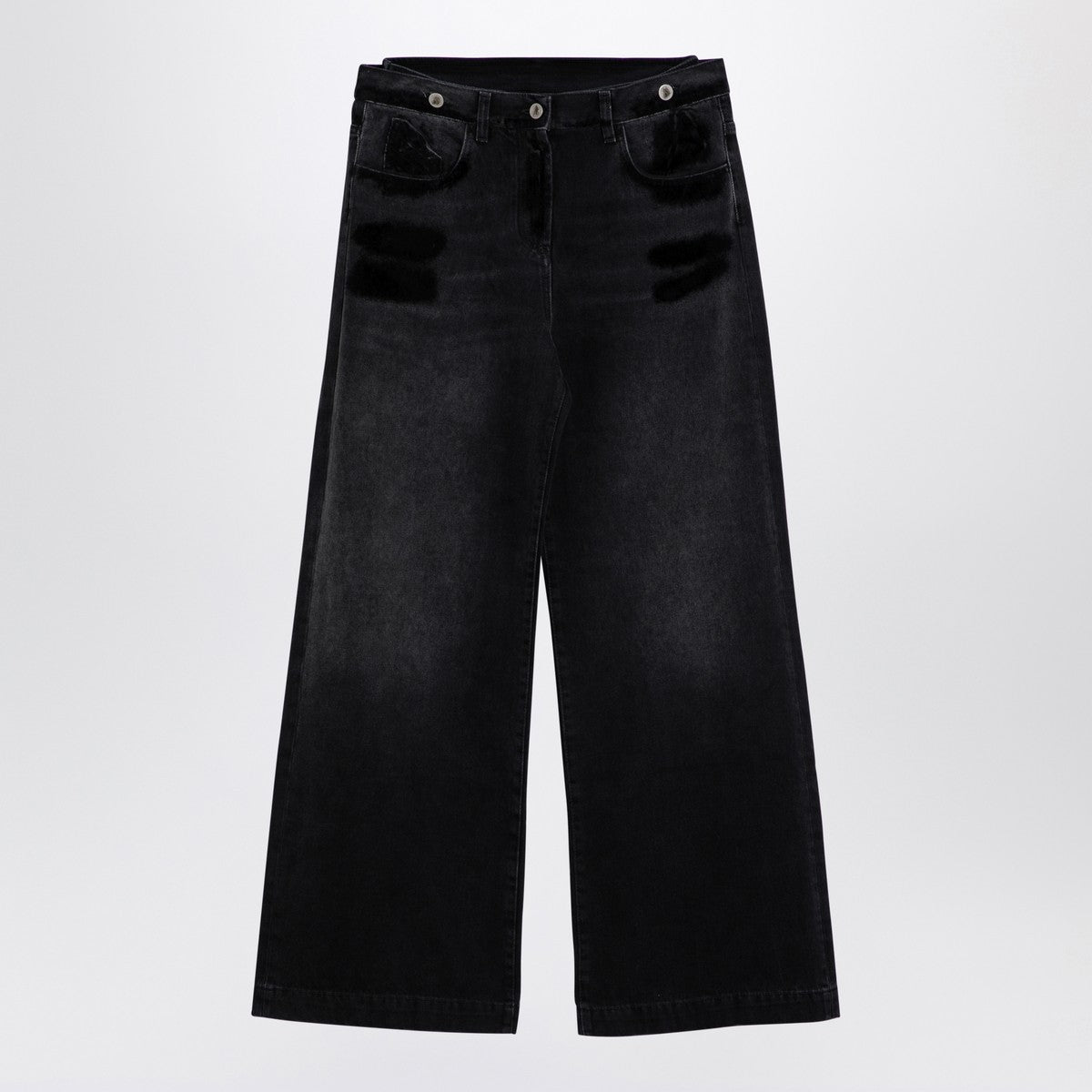 The Attico Wide-Leg Black Washed Denim Jeans Black