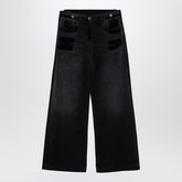 The Attico Wide-Leg Black Washed Denim Jeans Black