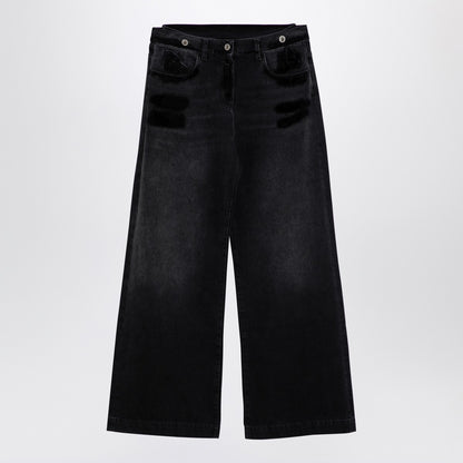 The Attico Wide-Leg Black Washed Denim Jeans Black