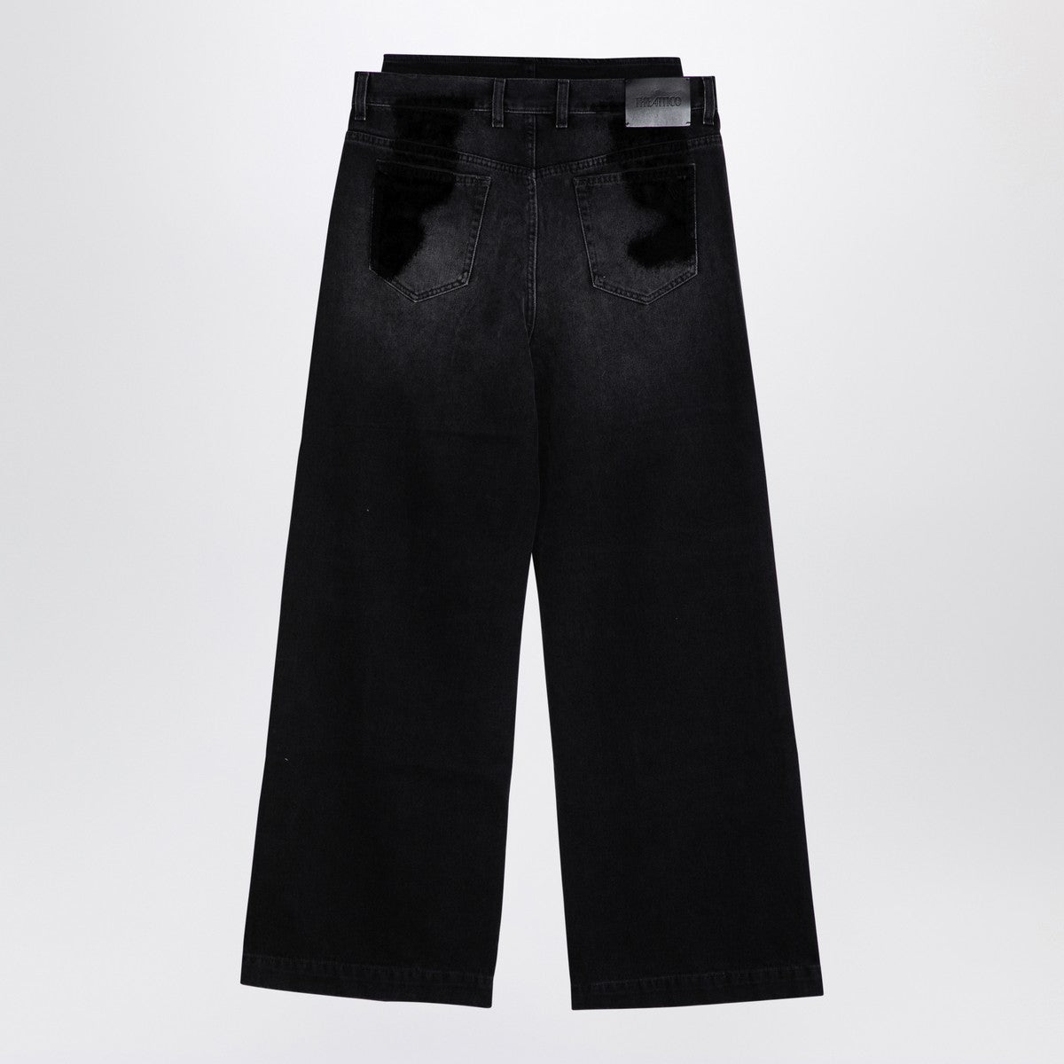 The Attico Wide-Leg Black Washed Denim Jeans Black