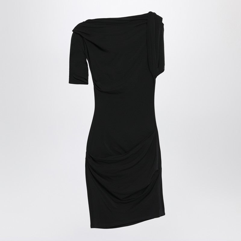 Jacquemus Draped Black Asymmetric Mini Dress Black