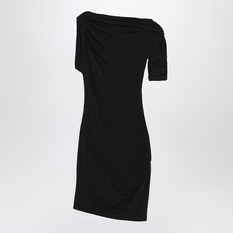 Jacquemus Draped Black Asymmetric Mini Dress Black