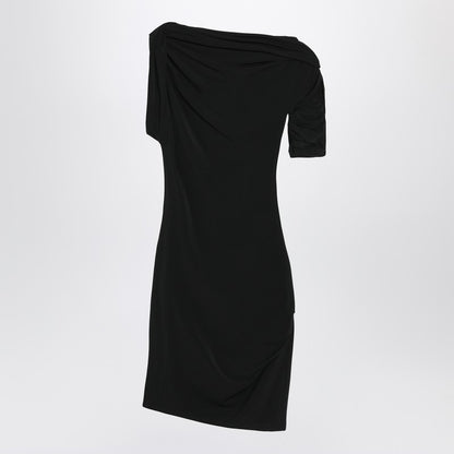 Jacquemus Draped Black Asymmetric Mini Dress Black