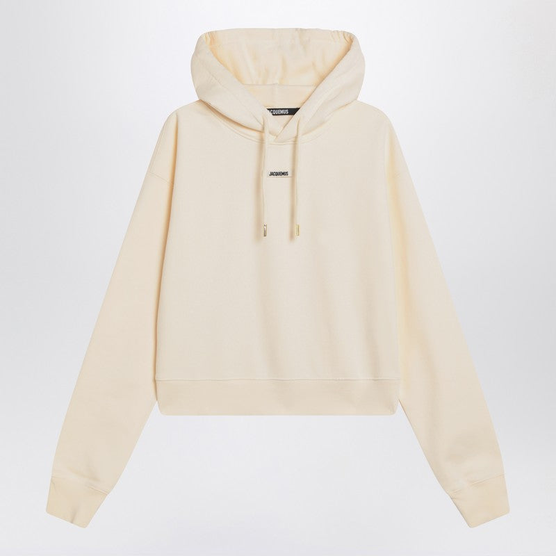 Jacquemus Light Beige Hooded Cropped Cotton Sweatshirt Beige