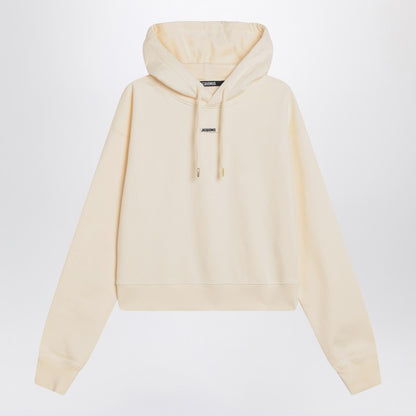 Jacquemus Light Beige Hooded Cropped Cotton Sweatshirt Beige