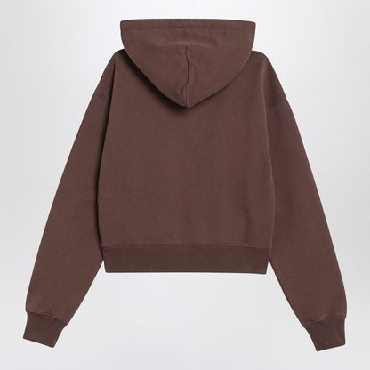Jacquemus Brown Grosgrain Cropped Hooded Cotton Sweatshirt Brown