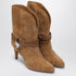 Isabel Marant Low Suede Pointed Boots with Leather Jewel Loops Brown