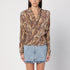 Isabel Marant Snake Print Silk Marlin Blouse Beige