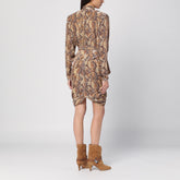Isabel Marant Cleora Snake-Print Silk Velvet Dress Beige