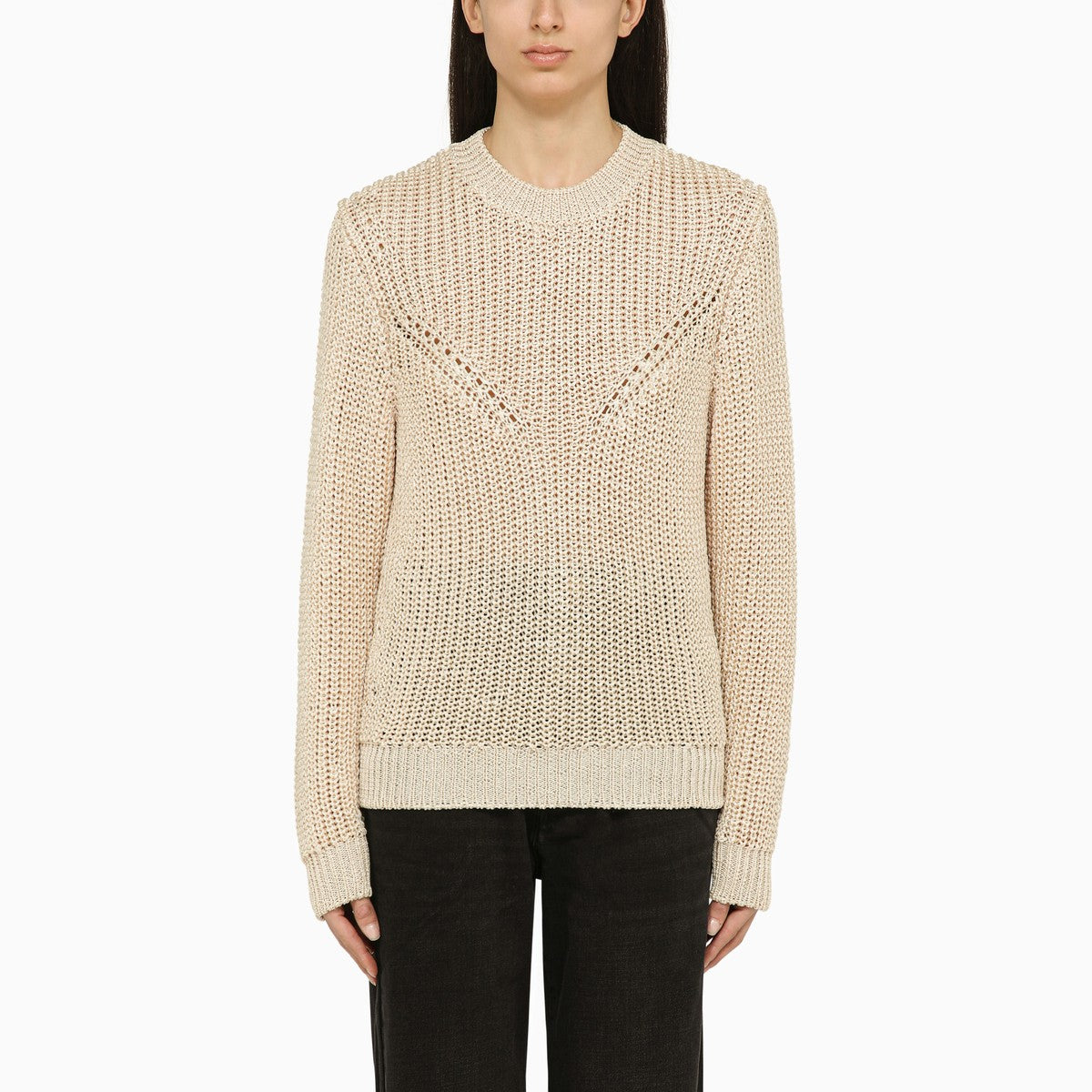 Isabel Marant Recycled Crew-Neck Sweater Ecru multicolor