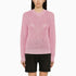 Isabel Marant Recycled Pink Crew-Neck Sweater in Perforated Knit Pink