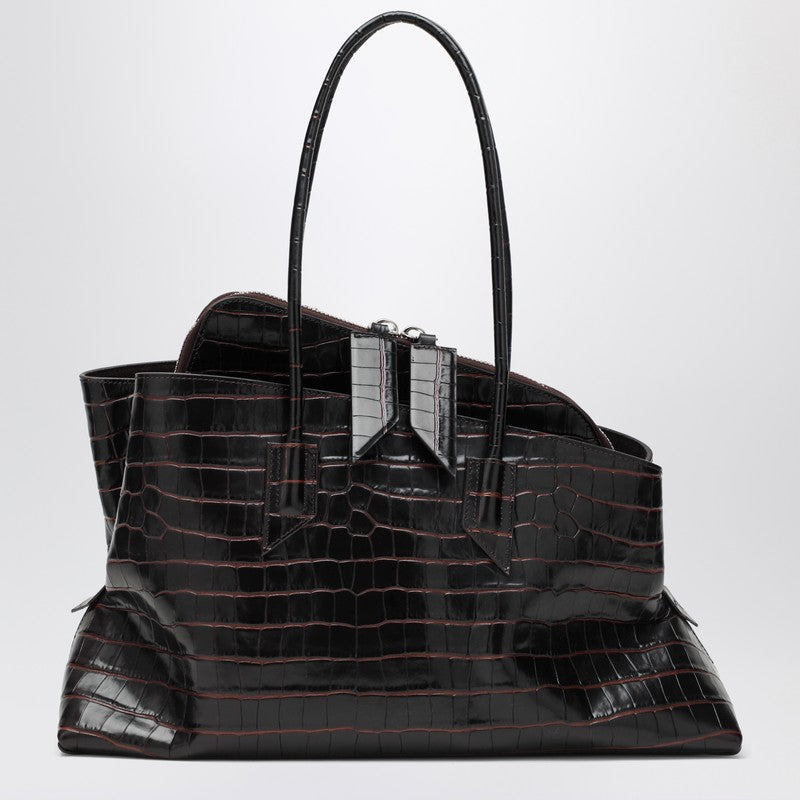 The Attico La Passeggiata Medium Croc-Embossed Leather Bag Brown