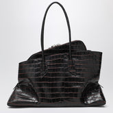 The Attico La Passeggiata Medium Croc-Embossed Leather Bag Brown