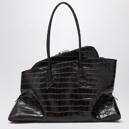 The Attico La Passeggiata Medium Croc-Embossed Leather Bag Brown